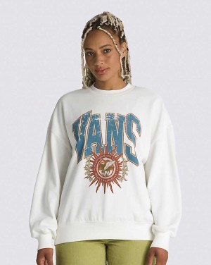 Vans Night Crest Slouchy Crew Women Sweatshirts White | DN1-0744