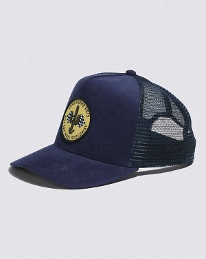 Vans Off The Wall Curved Bill Trucker Men Hats Blue | DV1-4549