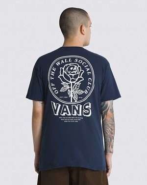 Vans Off The Wall Social Club Men T Shirts Blue | PJ1-6498