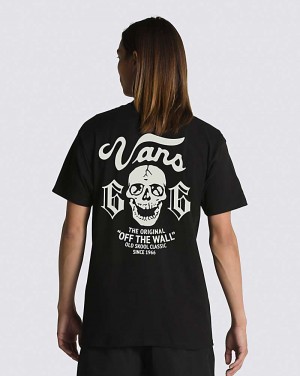 Vans Old School Skull Men T Shirts Black | DT1-1526