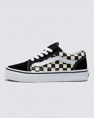 Vans Old Skool Primary Check Shoes Kids' Sneakers Black / White | GJ1-4870