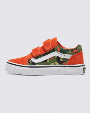 Vans Old Skool V Shoe Kids' Sneakers Camo Orange / Multicolor | VD1-5807