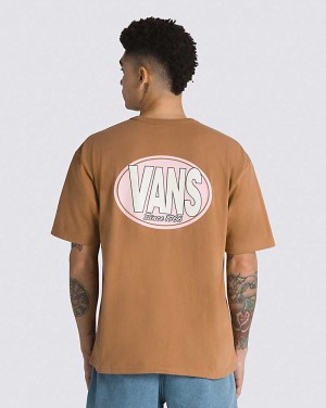 Vans Oval Logo Men T Shirts Brown | IQ1-5790