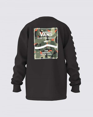 Vans Print Box 2.0 Long Sleeve Kids' T Shirts Black | UA1-4716