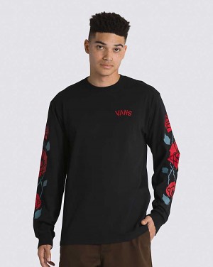 Vans Rose Sleeve Long Sleeve Men T Shirts Black | OO1-2226