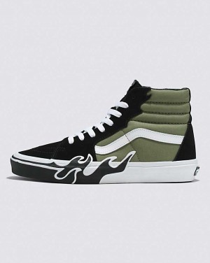 Vans SK8-Hi Flame Shoe Men High Top Sneakers Green | DG1-5129