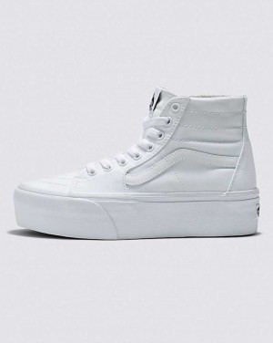 Vans SK8-Hi Tapered Stackform Canvas Shoe Women High Top Sneakers White | JA1-6397