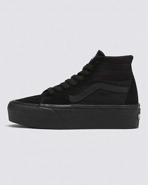 Vans SK8-Hi Tapered Stackform Suede Canvas Shoe Women High Top Sneakers Black / Black | EZ1-1724