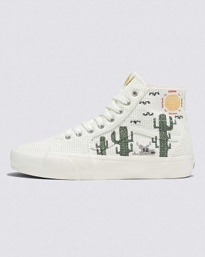 Vans SK8-Hi Tapered VR3 Desert Embroidery Shoe Women High Top Sneakers White | MC1-4521