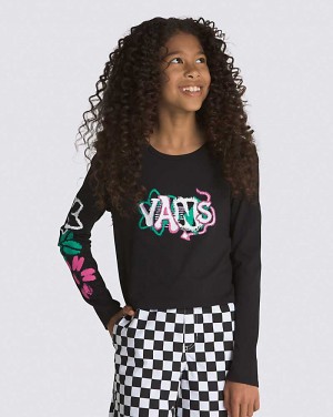 Vans Sidewalk Long Sleeve Kids' T Shirts Black | QJ1-4825