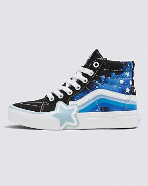 Vans Sk8-Hi Glow Rainbow Star Shoe Kids' High Top Sneakers Black / Blue | AG1-3548