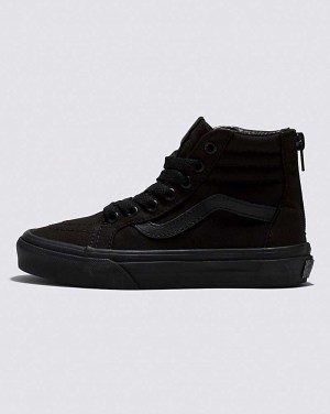 Vans Sk8-Hi Zip Shoe Kids' High Top Sneakers Black / Black | CN1-0266