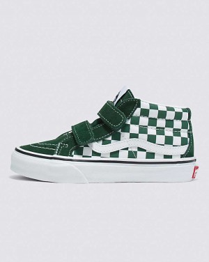 Vans Sk8-Mid Reissue V Checkerboard Shoe Kids' High Top Sneakers Green | BX1-0378