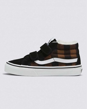 Vans Sk8-Mid V Sherpa Shoe Kids' High Top Sneakers Black / Brown | GE1-6262