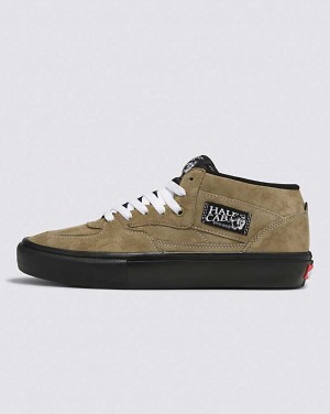 Vans Skate Half Cab Pig Suede Men Skate Shoes Olive / Black | LH1-0437