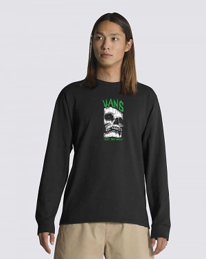 Vans Skull Long Sleeve Men T Shirts Black | QL1-8028