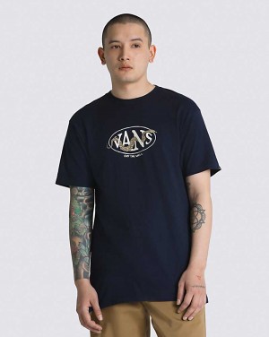 Vans Snaked Center Logo Men T Shirts Navy | AY1-4139