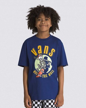 Vans Spotlight Skeleton Kids' T Shirts Blue | MJ1-4063