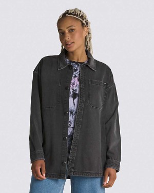 Vans Stormlight Lightwinds Denim Shacket Women Jackets Black | TG1-1829