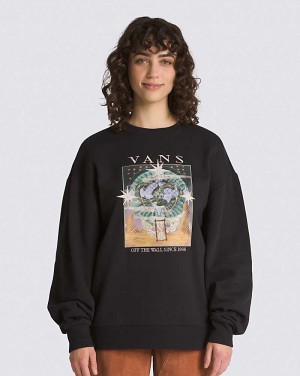 Vans Stormlight Oversized Long Sleeve Crew Women Sweatshirts Black | HS1-8936