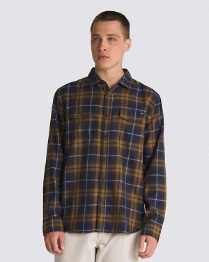 Vans Sycamore Long Sleeve Flannel Men Shirts Blue / Olive | XM1-2985