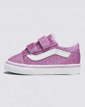 Vans Toddler Old Skool V Glitter Shoe Kids' Sneakers Purple | DD1-2201