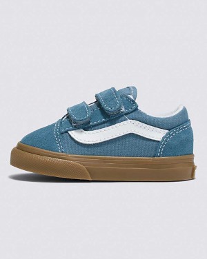 Vans Toddler Old Skool V Gum Shoe Kids' Sneakers Blue / White | BT1-2926