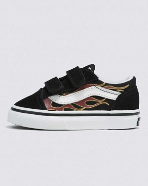 Vans Toddler Old Skool V Shoe Kids' Sneakers Black / Multicolor | OJ1-2035