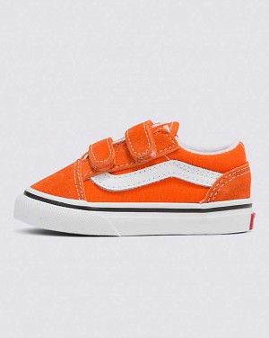 Vans Toddler Old Skool V Shoe Kids' Sneakers Red Orange | GN1-6583