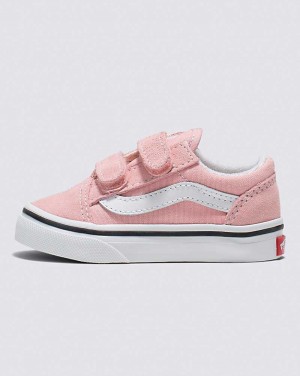 Vans Toddler Old Skool V Shoes Kids' Sneakers Pink / White | LT1-8052