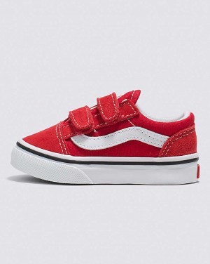 Vans Toddler Old Skool V Shoes Kids' Sneakers Red / White | NA1-4641