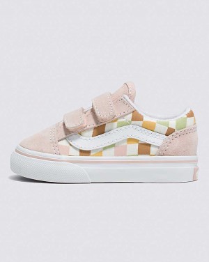 Vans Toddler Old Skool V Wavy Check Shoe Kids' Sneakers Multicolor / White | GG1-5421