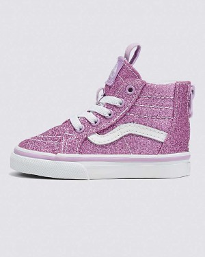 Vans Toddler Sk8-Hi Zip Glitter Shoe Kids' High Top Sneakers Purple | UK1-1490