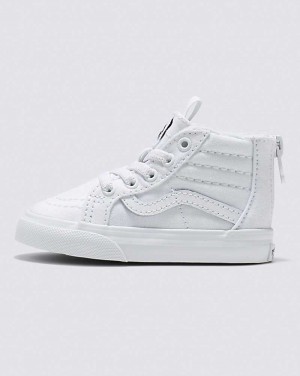 Vans Toddler Sk8-Hi Zip Shoes Kids' High Top Sneakers White / White | ZJ1-6481