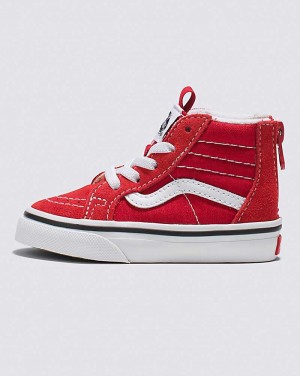 Vans Toddler Sk8-Hi Zip Shoes Kids' High Top Sneakers Red / White | PP1-5369