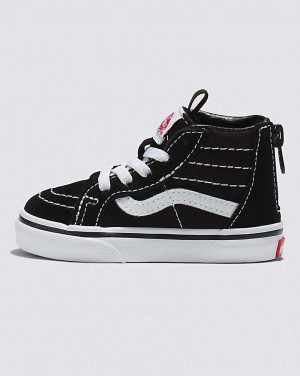 Vans Toddler Sk8-Hi Zip Shoes Kids' High Top Sneakers Black / White | ME1-7467