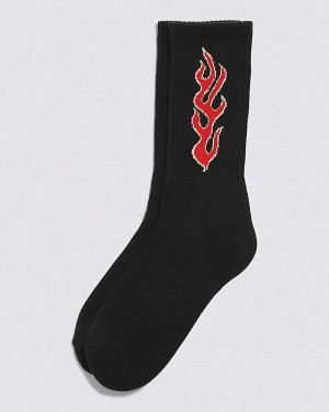 Vans Up In Flames Crew Kids' Socks Black | XM1-9433