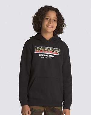 Vans Up In Flames Pullover Kids' Hoodie Black | XY1-0974