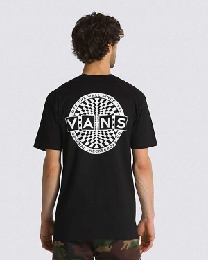 Vans Warped Checkerboard Logo Men T Shirts Black | XO1-5557