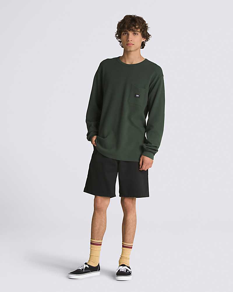 Vans Alder Long SLeeve Pocket Thermal Men Sweatshirts Deep Green | QT1-6834