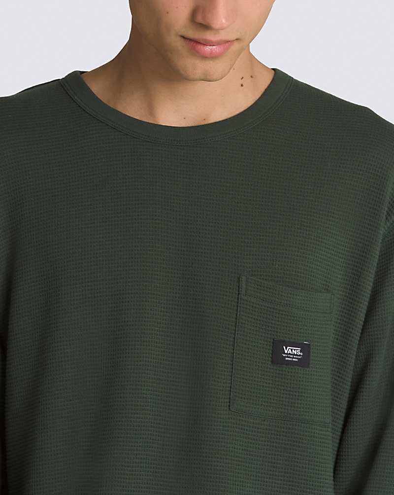 Vans Alder Long SLeeve Pocket Thermal Men Sweatshirts Deep Green | QT1-6834