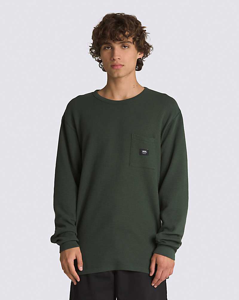 Vans Alder Long SLeeve Pocket Thermal Men Sweatshirts Deep Green | QT1-6834