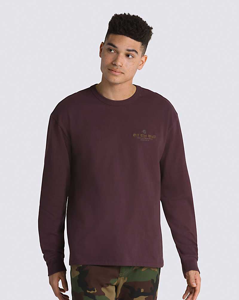 Vans Amusement 66 Crest Long Sleeve Men T Shirts Dark Red | AK1-5527