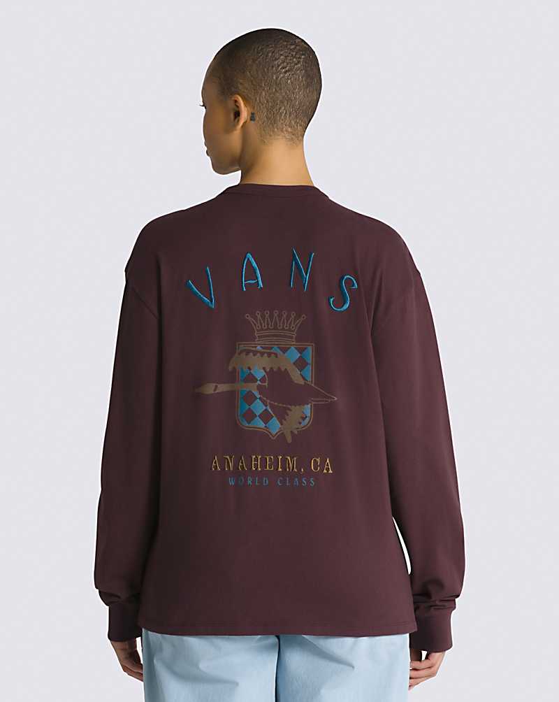 Vans Amusement 66 Crest Long Sleeve Men T Shirts Dark Red | AK1-5527