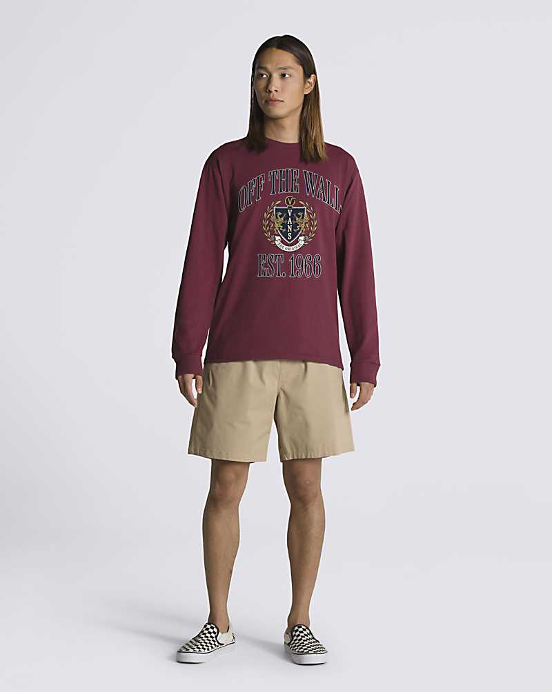 Vans Arches Long Sleeve Men T Shirts Burgundy | CU1-4110