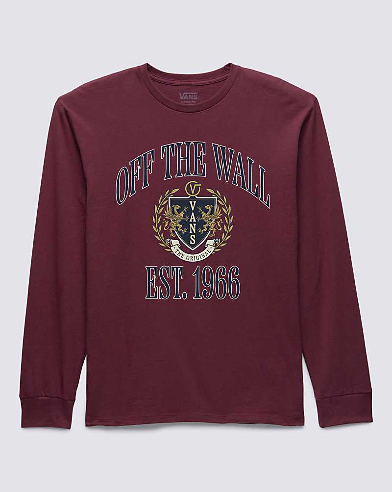 Vans Arches Long Sleeve Men T Shirts Burgundy | CU1-4110