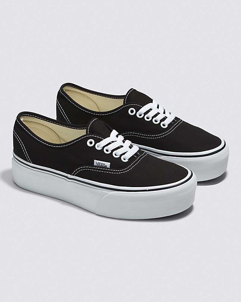 Vans Authentic Stackform Canvas Shoe Women Platform Shoes Black / White | JH1-7314