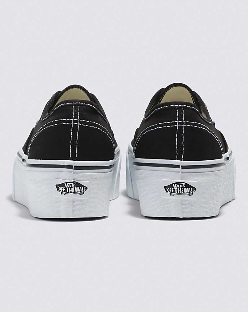 Vans Authentic Stackform Canvas Shoe Women Platform Shoes Black / White | JH1-7314