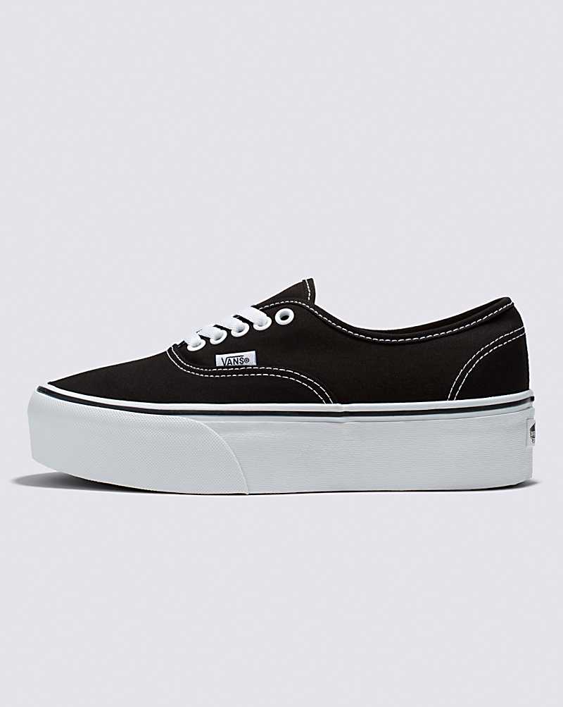 Vans Authentic Stackform Canvas Shoe Women Platform Shoes Black / White | JH1-7314