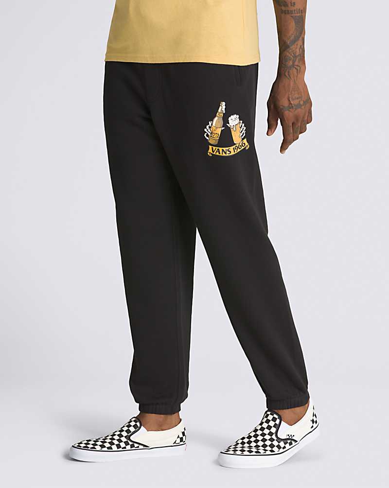 Vans Beer Skull Relaxed Fleece Men Pants Black | UD1-2644